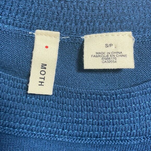 Anthropologie Moth Backstory‎ Dark Teal Pullover Sweater Pleated Back Size S - Picture 9 of 12